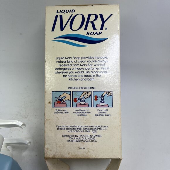 Vintage Ivory Liquid Soap 9 Oz Blue Pump Bottle 1988 Made In USA Lot Of 2 - Picture 9 of 9